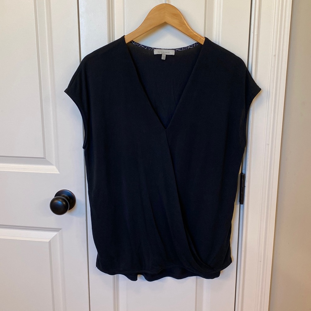 Black heather charcoal Laju Los Angeles boutique faux wrap vneck large L